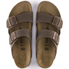 Klapki damskie brązowe Birkenstock Arizona Birko-Flor Nubuck Mocha narrow wąskie (0151183)