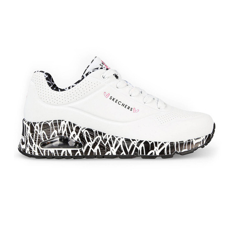 Sneakersy damskie Skechers X Jgoldcrown Uno - Loving Love serduszka białe (155506-WBK)
