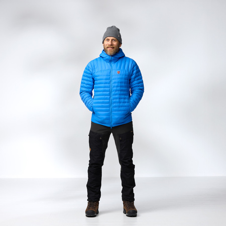 Wyprzedaż - Kurtka zimowa z kapturem męska Fjällräven Expedition Lätt Hoodie M UN Blue puchowa niebieska (F86119-525)