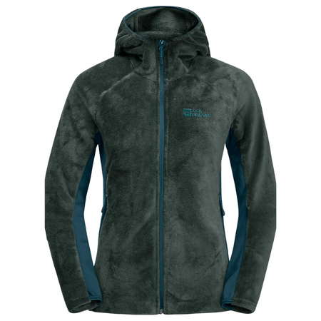 Kurtka polarowa damska Jack Wolfskin Rotwand Hooded FZ W sportowa bluza z kapturem zielona (1710742_4167)