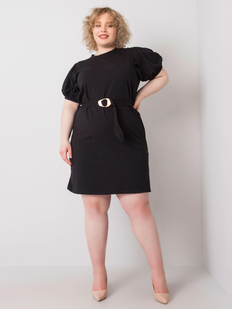 Czarna sukienka plus size z ozdobnymi rękawami (RV-SK-6636.88)