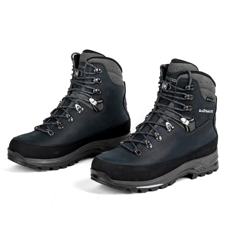 Buty trekkingowe męskie szare Lowa Tibet GTX navy/graphite trapery wodoodporne skórzane GORE-TEX granatowe (210680 6927)