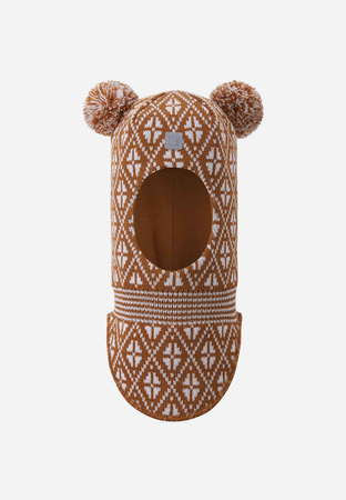 Wyprzedaż - Kominiarka Reima Balaclava Kuuraan Cinnamon brown Toddler z wełny merynosów brązowa (5300214A-1491)
