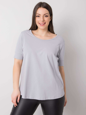 Jasnoszary bawełniany t-shirt damski plus size (RV-TS-6330.92P)