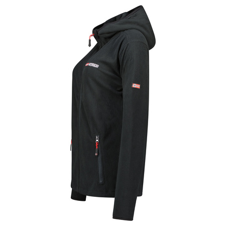 Bluza z kapturem damska Geographical Norway UNICIA LADY 224 sportowa polar rozpinany czarny (WX3714F/GN)