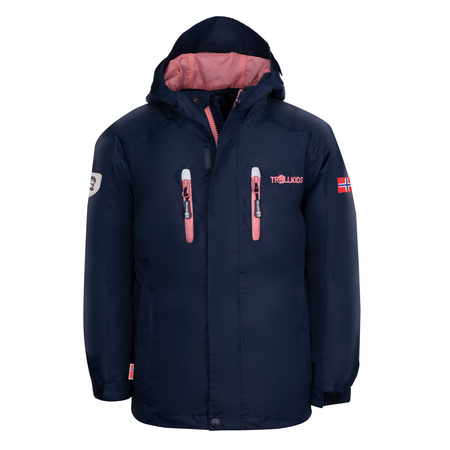 Kurtka przeciwdeszczowa dziecięca dla chłopca/dziewczynki Trollkids Kids Sognefjord Jacket PRO navy/antique rose (431-166)