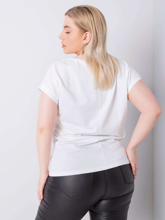 Biały t-shirt plus size z bawełny (RV-BZ-6327.67)