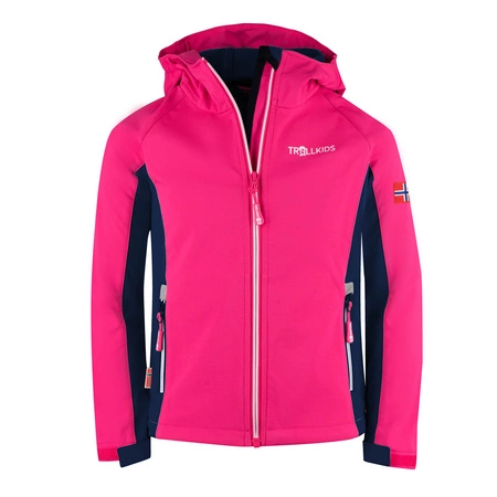 Kurtka sportowa dziewczęca TrollKids Girls Kristiansand Jacket navy/magenta softshell różowa (321-114)