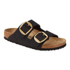Klapki damskie Birkenstock Arizona Big Buckle skórzane nubuk black-gold narrow wąskie (1023290)
