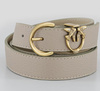 Wyprzedaż - Skórzany pasek z klamrą Pinko TAMBORIL H3 BELT 102820-A158 beżowy (2.5 cm)