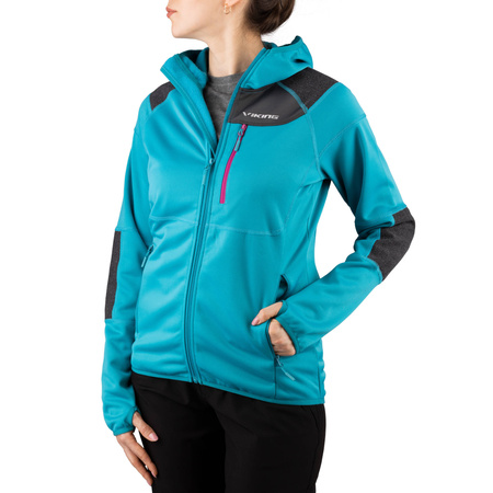 Bluza damska sportowa z kapturem Viking Yosemite Lady treningowa turkusowa (720/24/1232/7046)