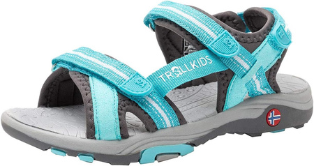 Sandały sportowe dziecięce dla dziewczynki Trollkids Girls Preikestolen Sandal mint/ grey (254-132)