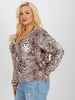 Beżowo-czarna welurowa bluzka plus size z nadrukiem  (RV-BZ-8338.39P)