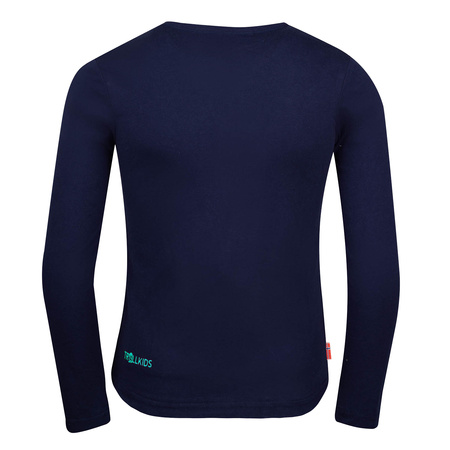 Bluzka ongsleeve bawełniana dziecięca dla dziewczynki Trollkids Girls Pointillism Longsleeve navy/mint (345-132)