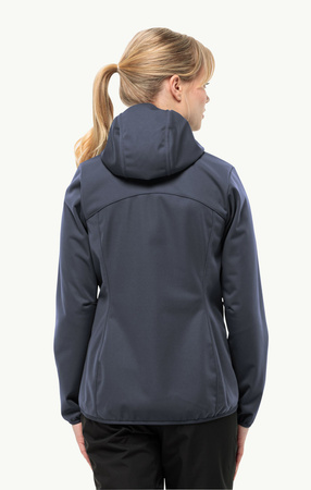 Kurtka przejściowa damska z kapturem Jack Wolfskin Windhain Hoody W softshellowa szara (1307481_6179)