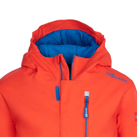 Kurtka zimowa dziecięca Trollkids Kids Hallingdal Jacket outdoorowa pomarańczowa/granatowa (226-705)
