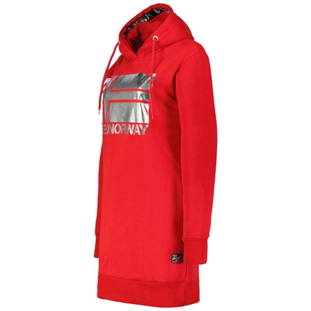 Wyprzedaż - Długa bluza damska z kapturem Geographical Norway Fabienne Red DB Lady czerwona (WW4561F/GNO-RED)
