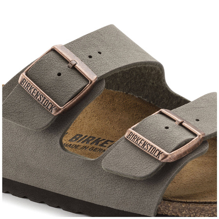 Klapki damskie/męskie szare Birkenstock Arizona Birko-Flor Nubuck Stone narrow wąskie (0151213)