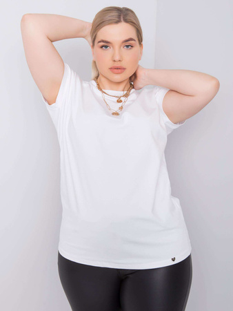 Biały t-shirt plus size z bawełny (RV-BZ-6327.67)