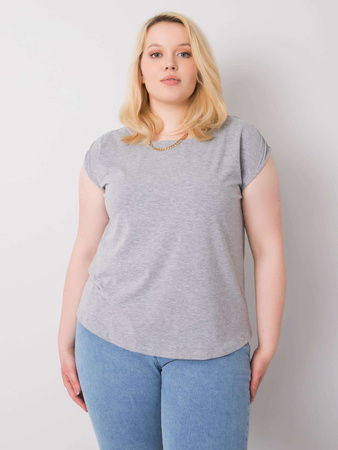 Szara melanżowa bluzka plus size bawełniana (RV-BZ-6333.88)