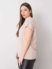 Beżowy t-shirt plus size z bawełny (RV-TS-6297.08P)