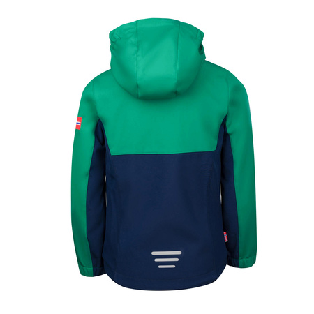 Kurtka softshell dziecięca Trollkids Kids Kristiansand Jacket z kapturem zielona/granatowa (320-327)