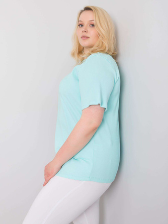 Miętowa bluzka plus size w prążek (RV-BZ-6323.92)