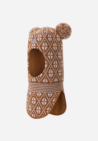 Wyprzedaż - Kominiarka Reima Balaclava Kuuraan Cinnamon brown Toddler z wełny merynosów brązowa (5300214A-1491)