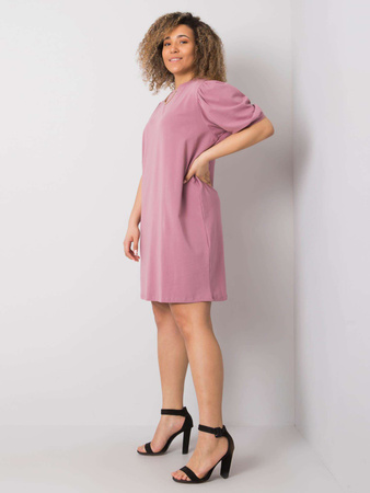 Wyprzedaż - Brudnoróżowa sukienka plus size z bawełny (RV-SK-6319.65)