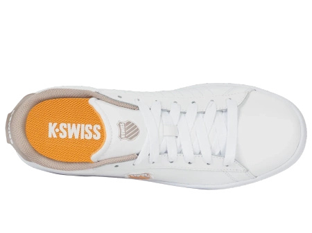 Męskie sneakersy K-Swiss COURT SHIELD II WHITE/TAUPE/JURASSIC GOLD-M (04412-988-M)