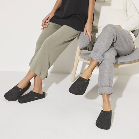 Kapcie męskie/damskie Birkenstock Zermatt Cozy Home Anthracite z wełnianego filcu regular szerokie (1014938)