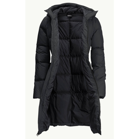 Kurtka damska czarna puchowa Jack Wolfskin FROZEN LAKE COAT W black Down Insulated wiatroszczelna (1206132_6000)