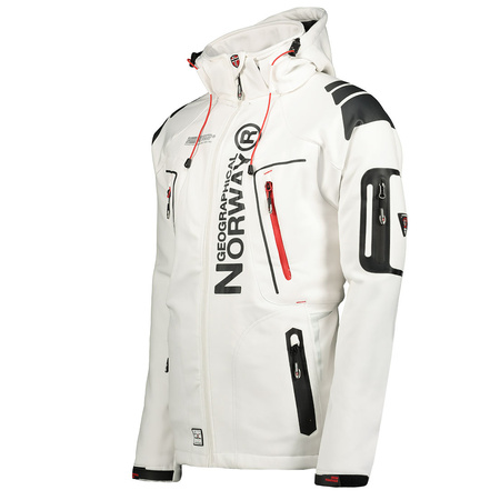 Kurtka sportowa męska Geographical Norway Techno MEN 056 BS3 szybkoschnąca z kapturem biała (WU1060H/GN)