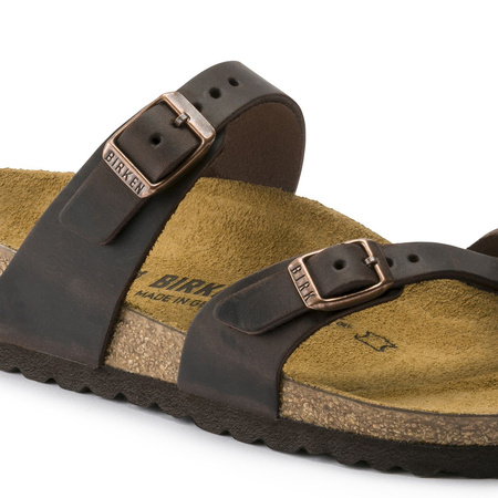 Klapki damskie Birkenstock Mayari Habana Narrow japonki na wąską stopę skóra nubukowa brązowe (0171323)