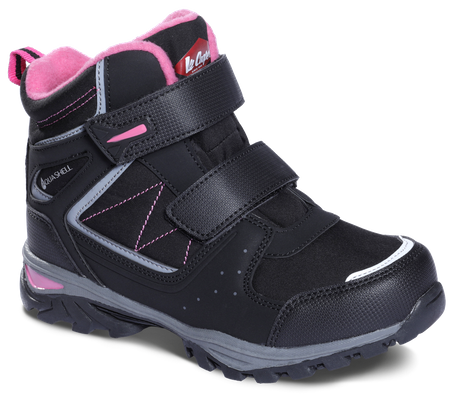 Wyprzedaż - Trapery zimowe dziecięce Smartstep Lee Cooper Black/Fuxia trekkingowe ocieplane czarne (LCJ-23-01-2061K)