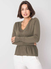 RUE PARIS Khaki sweter z dekoltem V (259-BZ-22513.73)