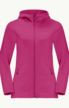Wyprzedaż - Bluza polarowa z kapturem damska Jack Wolfskin Baiselberg Hooded FZ W sportowa różowa (1710772_2318)