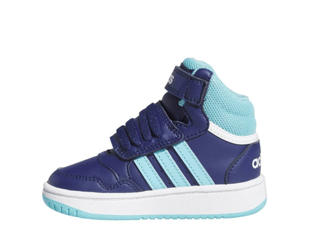 Sneakersy dziecięce adidas Hoops Mid 3.0 AC I buty sportowe odporne na deszcze i chłód zapięcie na rzepy granatowe (IF5314)