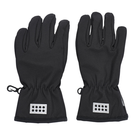 Dziecięce rękawiczki pięciopalcowe Lego Wear LWATLIN 705 - SOFTSHELL GLOVE odblaskowe czarne (22863/995)