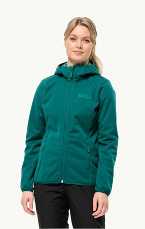 Kurtka outdoorowa z kapturem damska Jack Wolfskin Windhain Hoody W przejściowa sportowa zielona (1307481_4167)