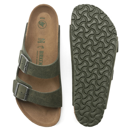 Klapki Birkenstock Arizona Vegan damskie/męskie Microfaser Regular na szeroką stopę zielone (1024550)