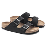 Klapki damskie/męskie Birkenstock Arizona Vegan Birko-Flor Nubuck na wąską stopę czarne (1019057)