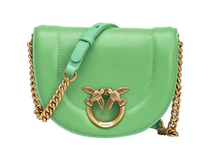 Wyprzedaż - Torebka skórzana Pinko LOVE ROUND CLICK CLASSIC 101510 A0QO zielona (101510 A0QO T36Q)