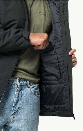 Wyprzedaż - Męska kurtka zimowa Jack Wolfskin TEMPELHOF JKT M black wiatroszczelna (1115491_6000)