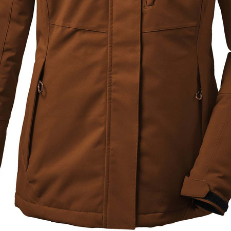 Wyprzedaż - Kurtka z kapturem outdoorowa damska Killtec KOW 140 techniczna parka zimowa brązowa (37411/302)