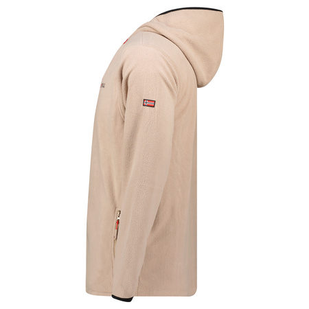 Wyprzedaż - Polar męski Geographical Norway UNICIA  MEN 224 bluza z kapturem rozpinana ciepła beżowa (WX3713H/GN)