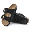 Klapki damskie Birkenstock Arizona Big Buckle skórzane nubuk black-gold narrow wąskie (1023290)