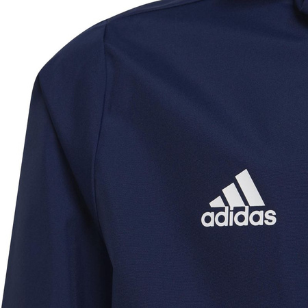 Kurtka sportowa dla dzieci adidas Entrada 22 All-Weather Jr z kapturem przeciwdeszczowa granatowa (H57511)