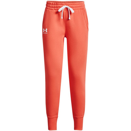 Spodnie sportowe damskie Under Armour UA Rival Fleece joggery dresowe pomarańczowe (1356416-877)