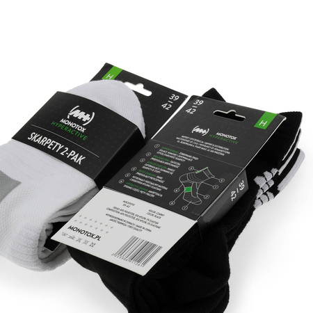 Wyprzedaż - Skarpety damskie/męskie białe Monotox Hyperactive Socks White 2-Pack (MX20009)